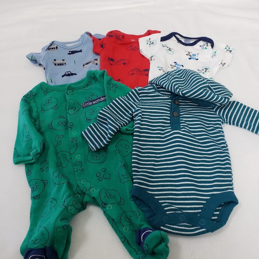 Gerber Boys One Piece Lot of 5 Blue,Multicolor Str